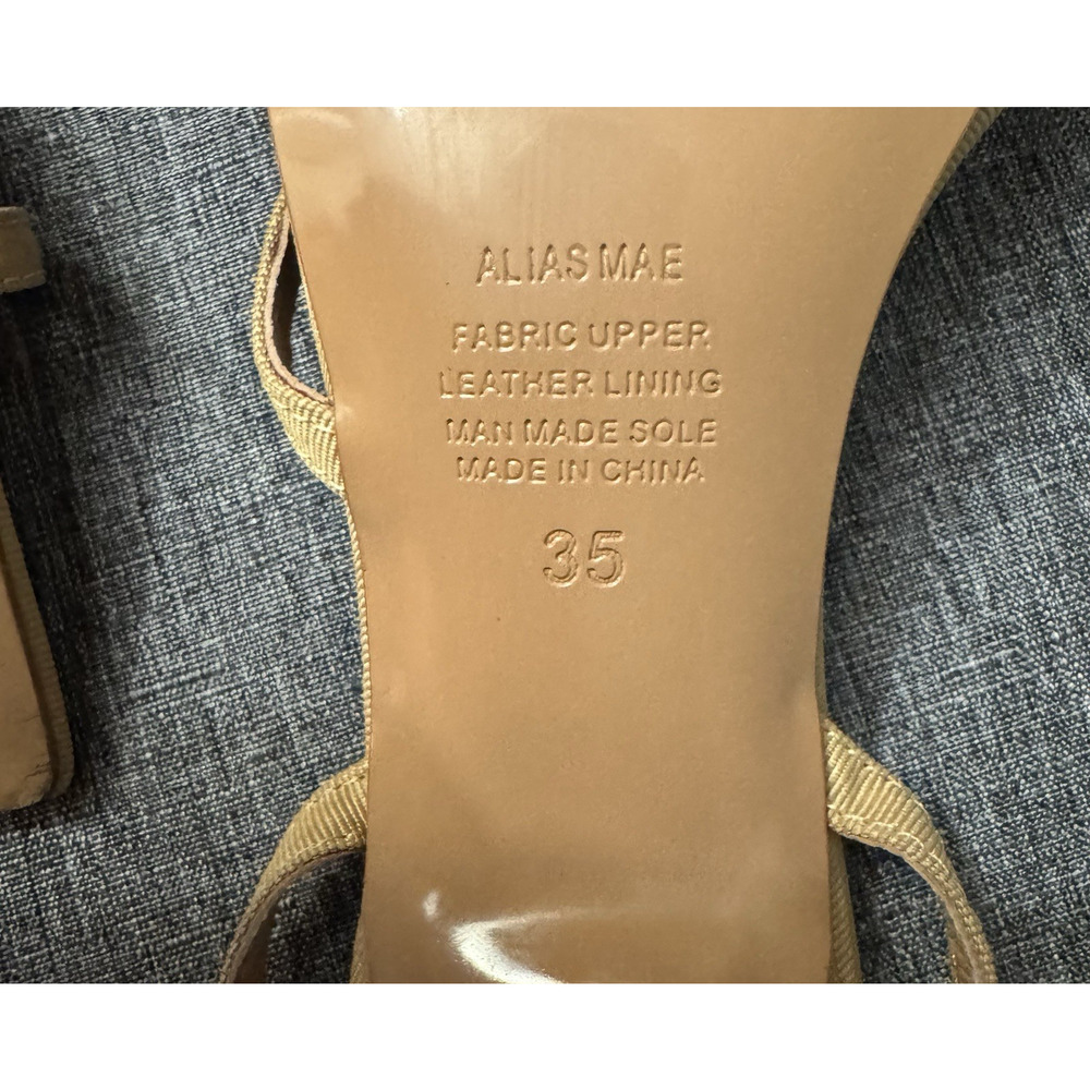 Alias Mae Fleur Sandals Heels Natural Sling back Square Toe Eu 35 Us 4 - Picture 6 of 7